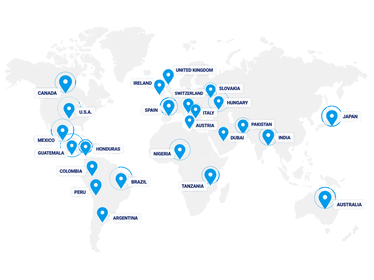 Map showing BIOSS international patient presence