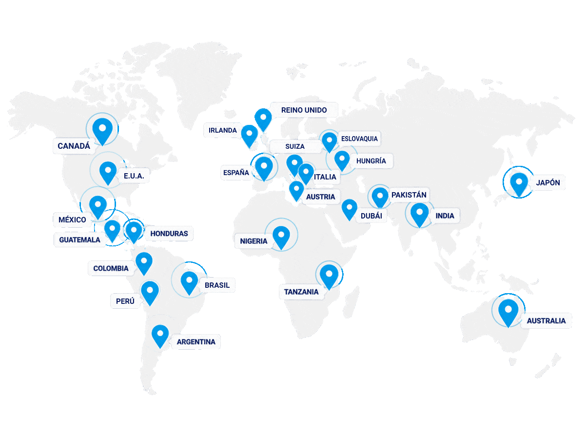 Mapa de presencia internacional de BIOSS Células Madre